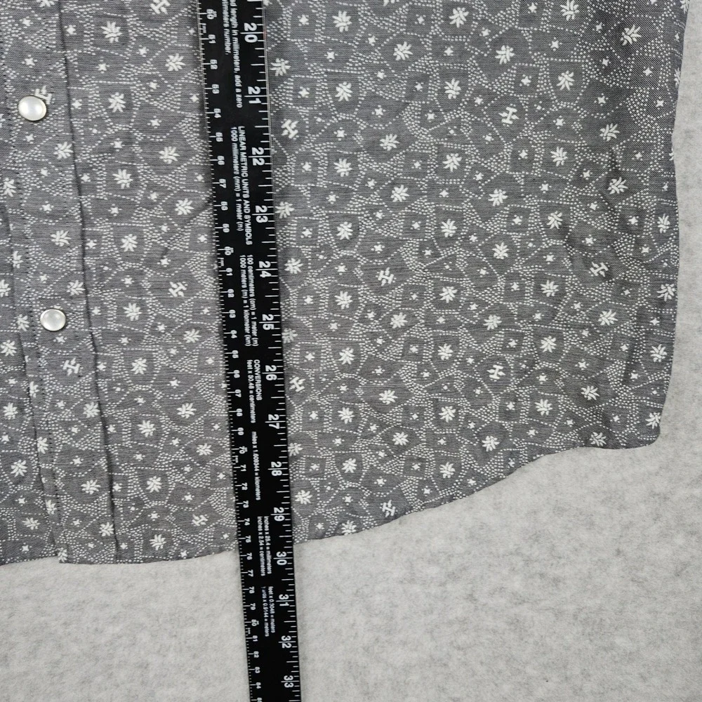 Howler Bros H Bar B Mens Large Gray Short Sleeve Pearl Snap Western Gaucho Shirt